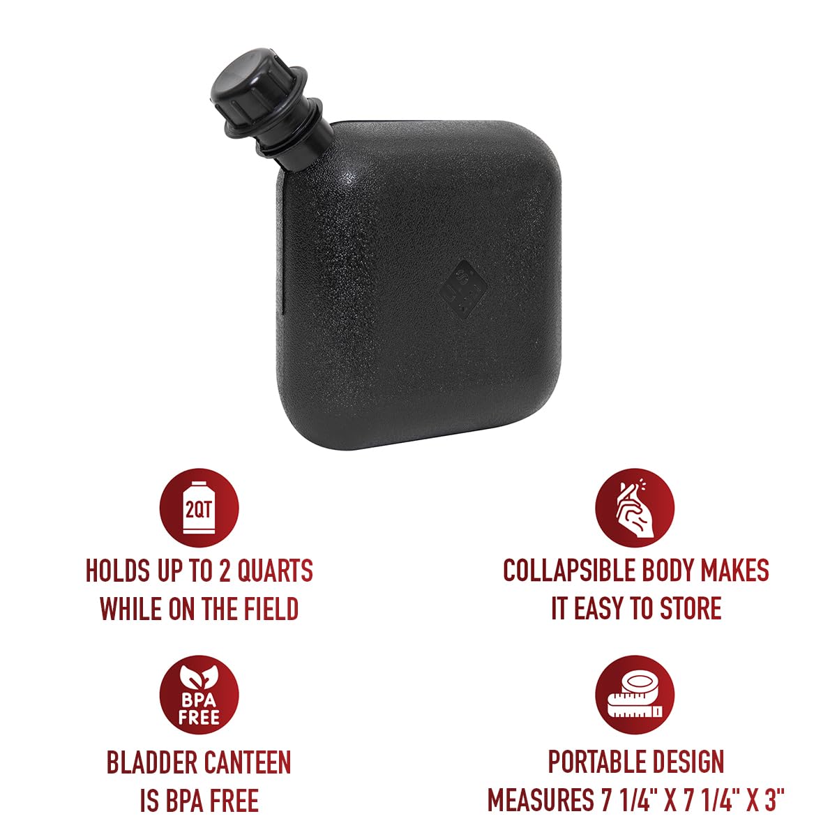 Rothco Bladder Canteen two-quarts capacity supports longer adventures with hydration.
