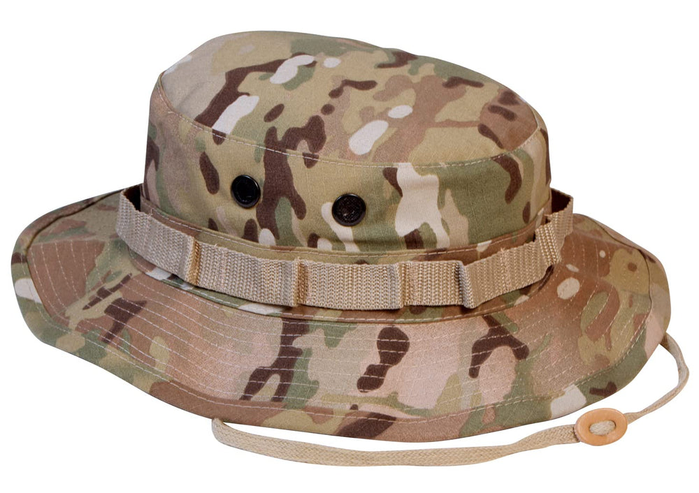 Rothco Boonie Hat Multicam front view highlights sun defense and camouflage for outdoor adventures