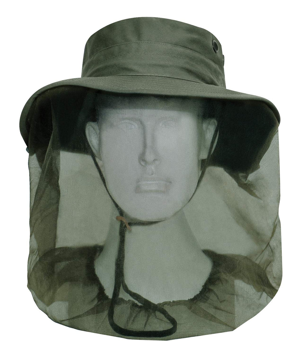 Close-up of mosquito netting on Rothco boonie hat in Olive Drab