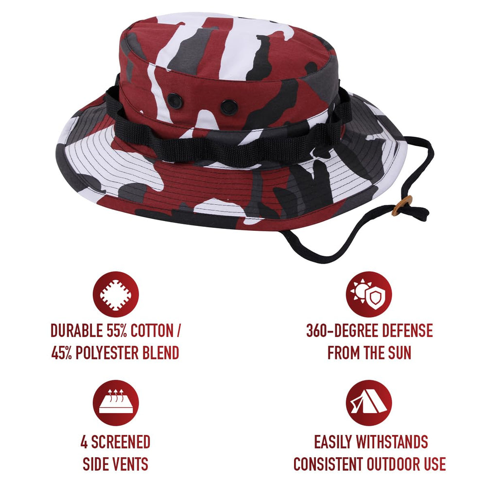 Rothco Boonie Hat in red camo side view highlighting breathable comfort