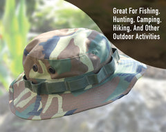 Rothco Boonie Hat red camo strap detail emphasizing adjustable chin strap