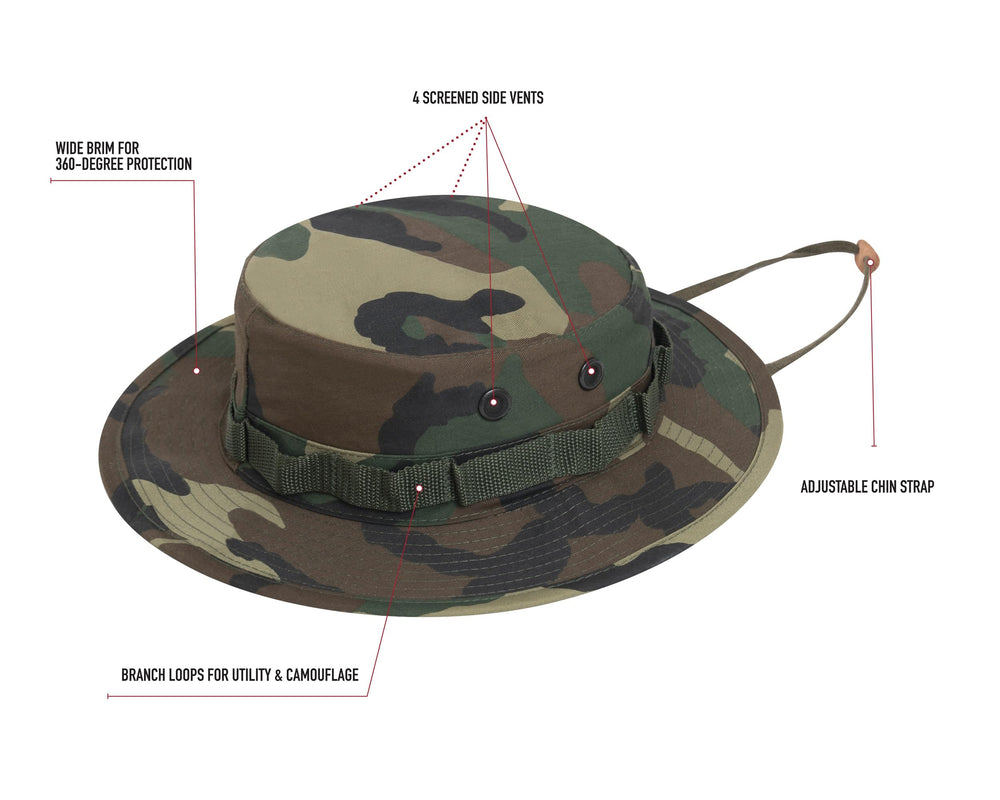 Rothco boonie hat camouflage branch loops blend with surroundings