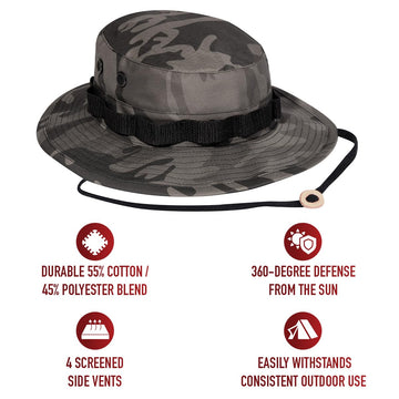 Rothco Boonie Hat side view showing wide brim for shade during hikes
