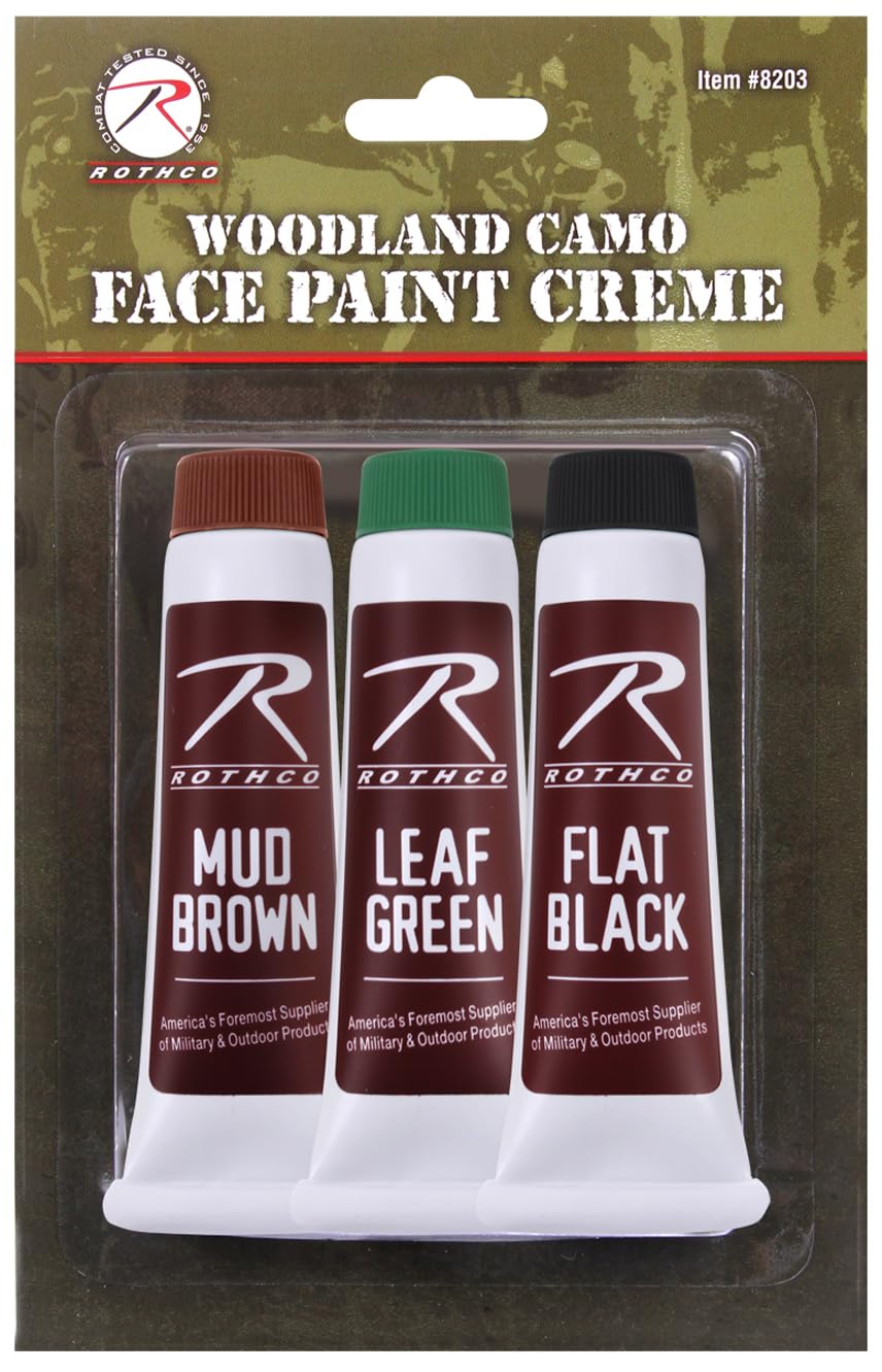 Rothco camouflage face paint in flat black for quick field concealment and patterning.