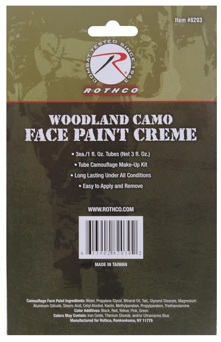 Rothco camouflage face paint in leaf green for natural blending and realistic camouflage.