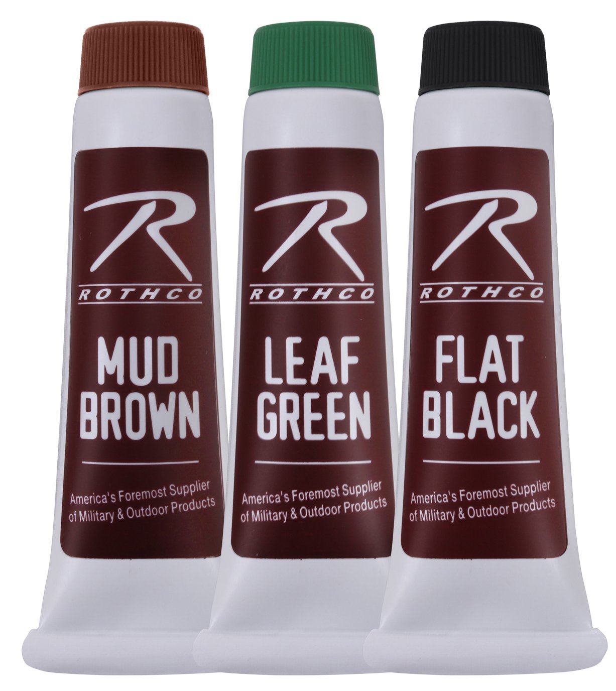 Rothco camouflage face paint in mud brown for terrain blending and durable wear.