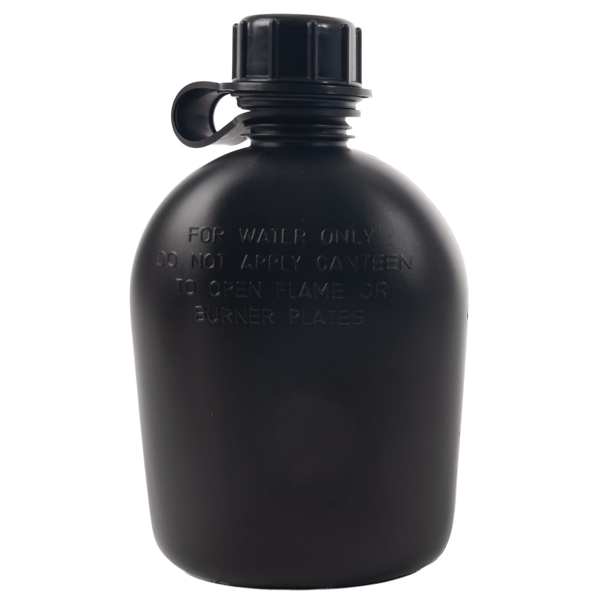 Rothco 1 Quart Canteen in black for outdoor hydration on hikes.