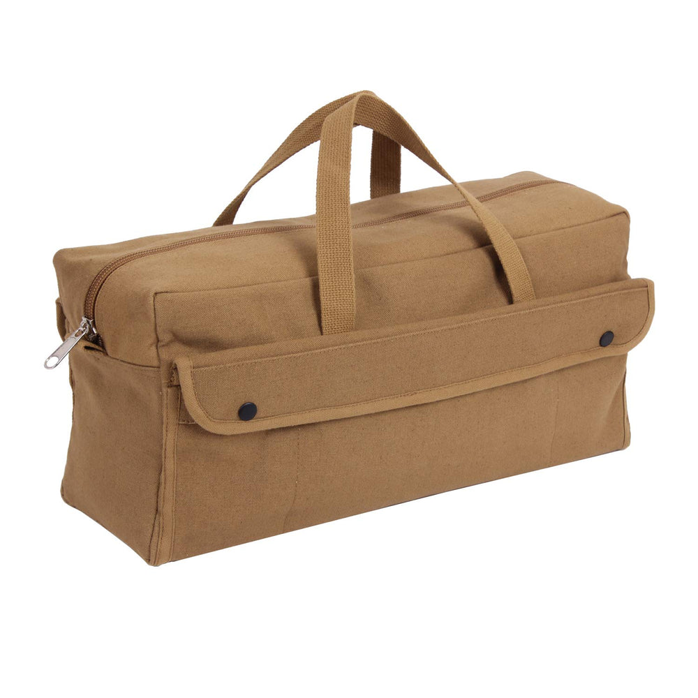Rothco Canvas Jumbo Mechanic Tool Bag hard bottom provides stable support for heavy tools.