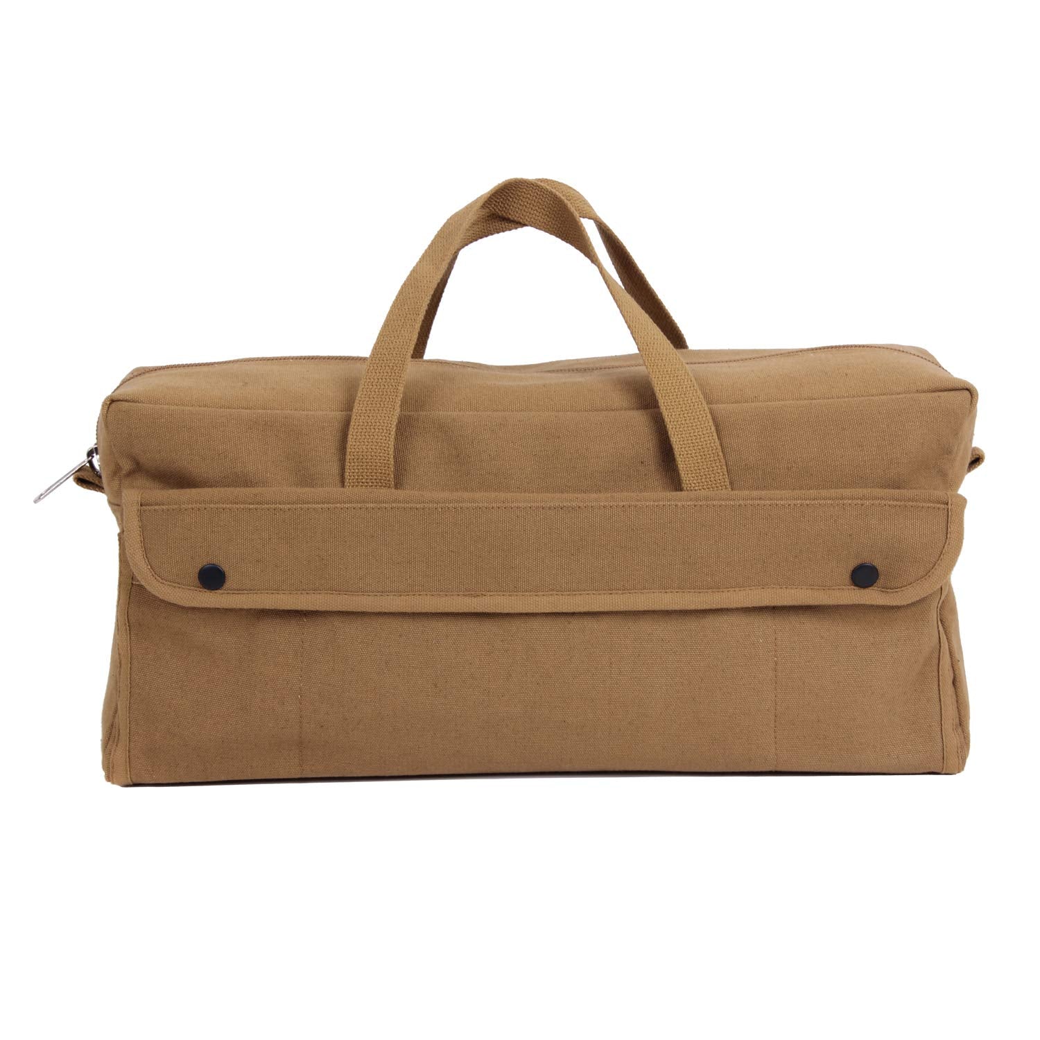 Rothco Canvas Jumbo Mechanic Tool Bag zipper and handles enable easy transport between jobs.