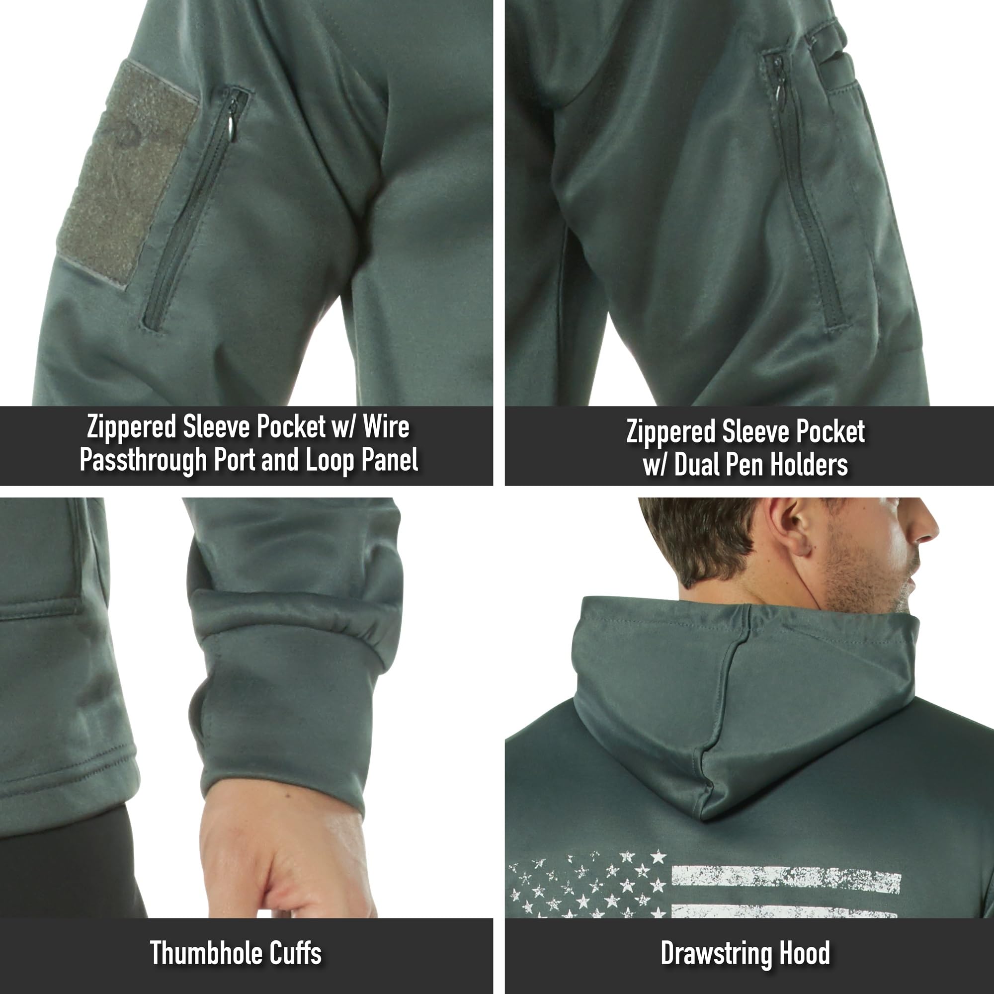 Rothco Conceal-Ops drawstring hood blocks wind.
