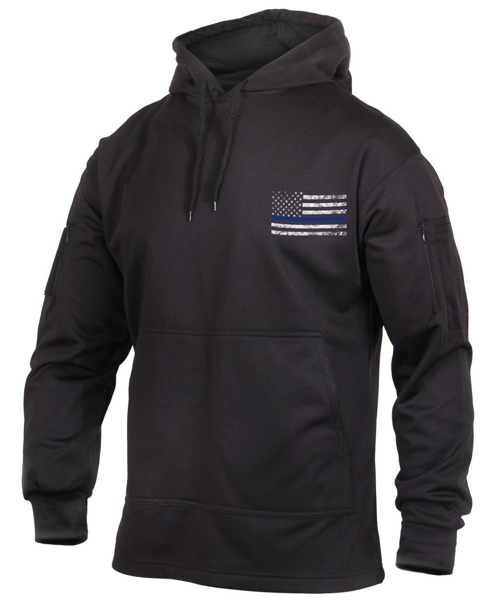 Rothco Conceal-Ops hoodie back view with distressed flag graphic suitable for street and cold-weather layering