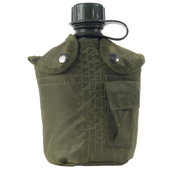 Rothco insulated felt-lined cover keeps water cool on long treks.