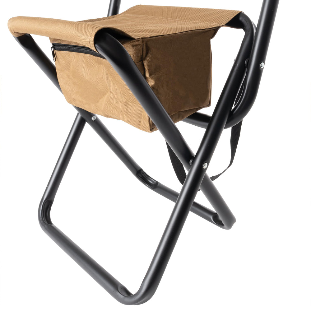 Rothco Deluxe folding stool back-support provides comfort during longer breaks.