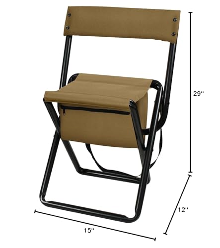 Rothco Deluxe folding stool folded compact for easy transport and storage.