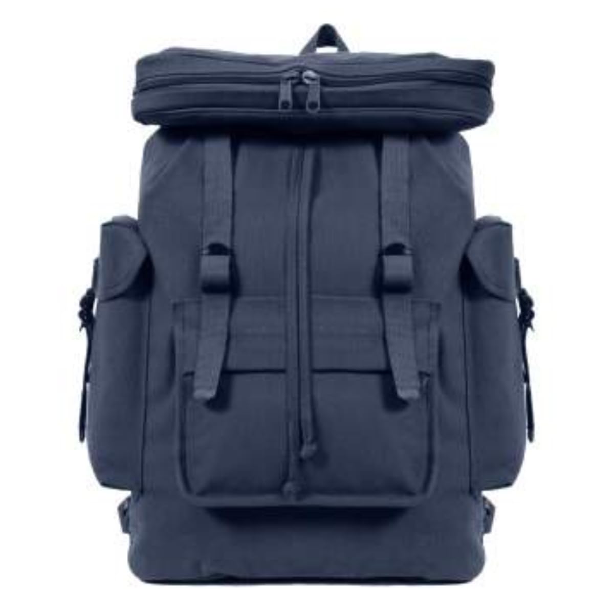 Rothco Canvas European Style Rucksack Navy, front view, rugged everyday carry with ample organization.