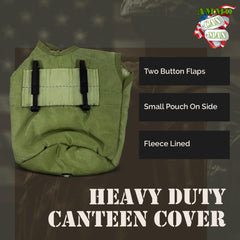 Rothco GI Canteen Cover OD, two-button flaps for secure retention