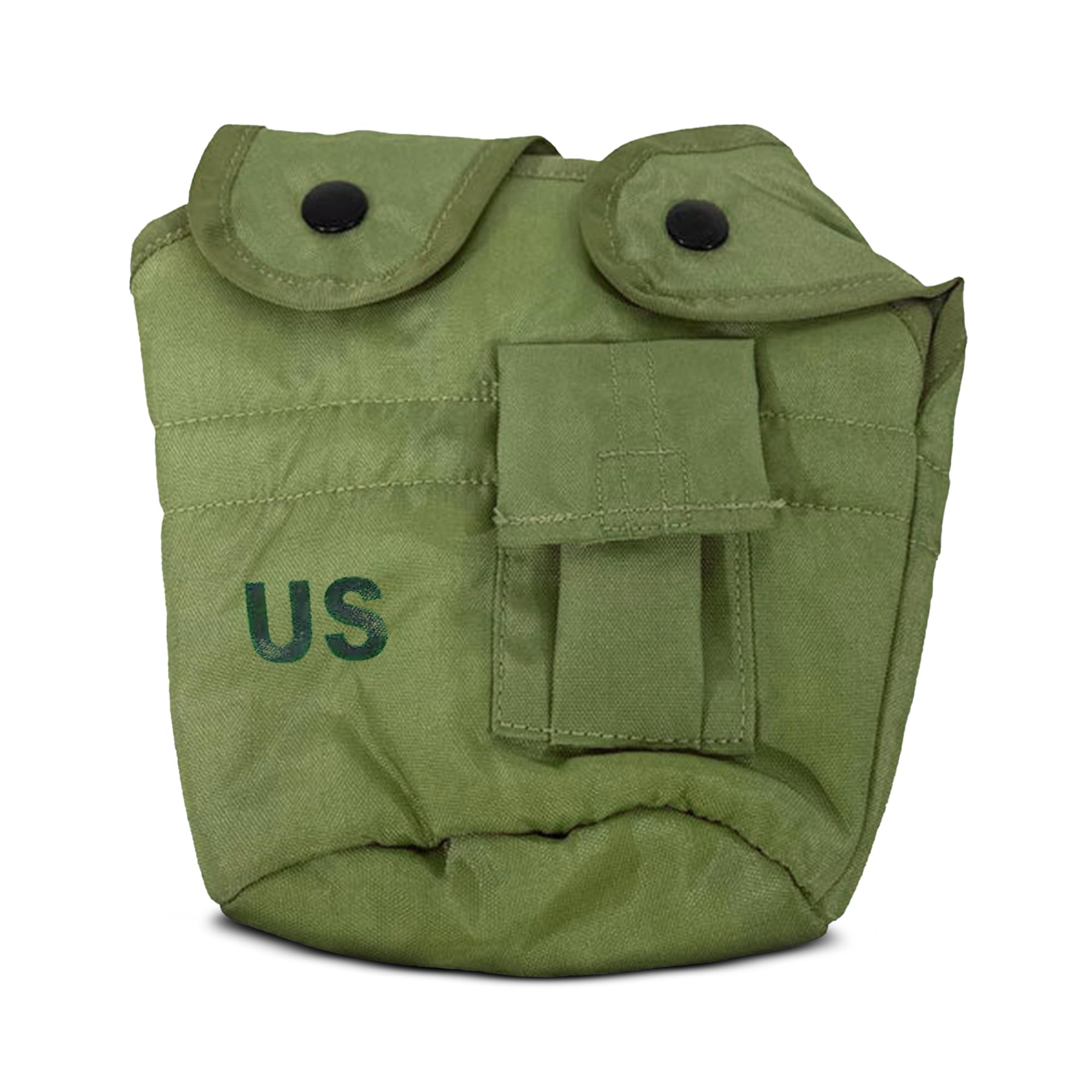 Rothco GI Canteen Cover OD, front view with US stamp for authenticity and rugged use
