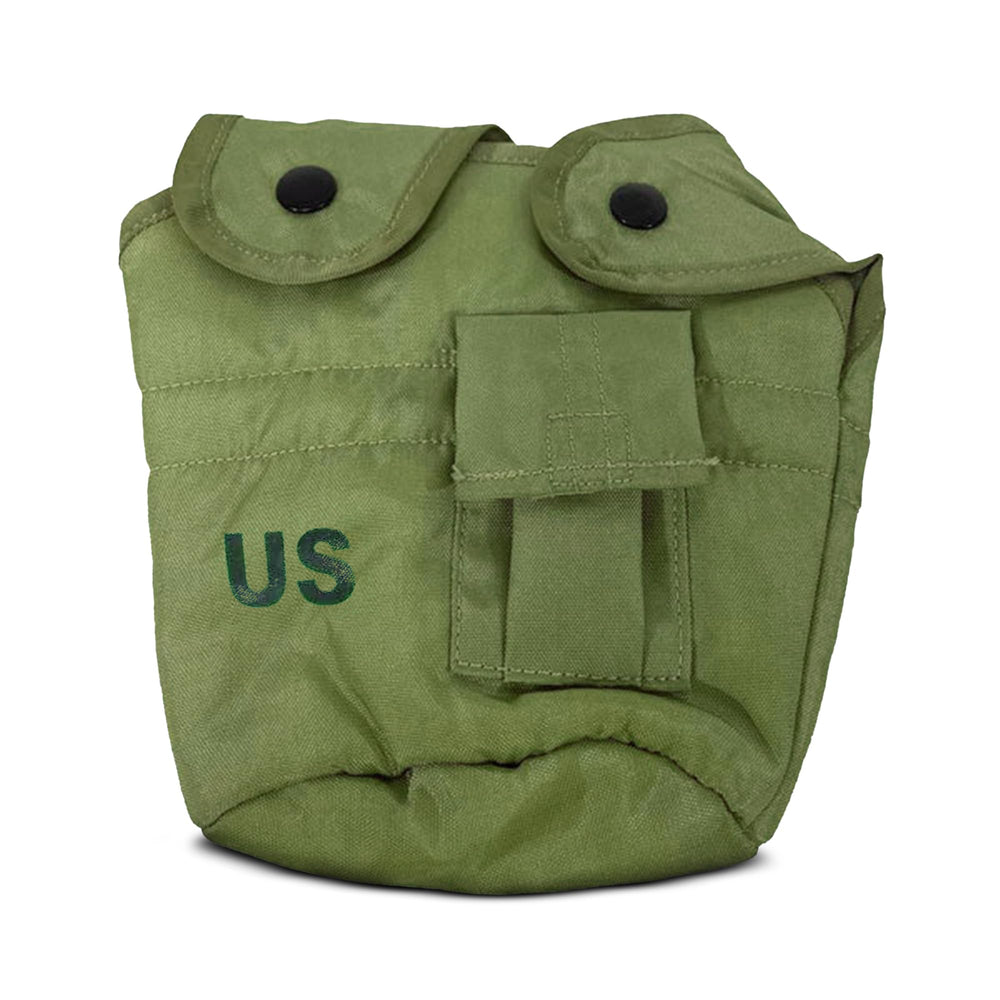 Rothco GI Canteen Cover OD, front view with US stamp for authenticity and rugged use