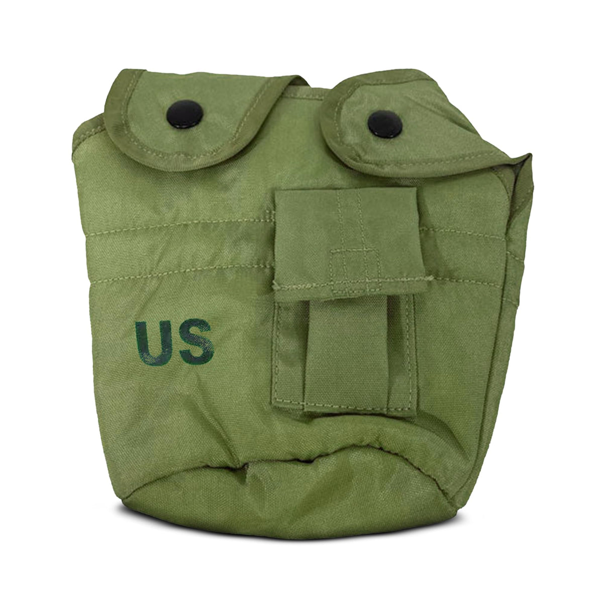 Rothco GI Canteen Cover OD, front view with US stamp for authenticity and rugged use