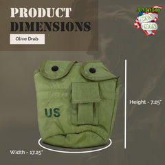 Rothco GI Canteen Cover OD, side pouch visible for storing tablets on the go