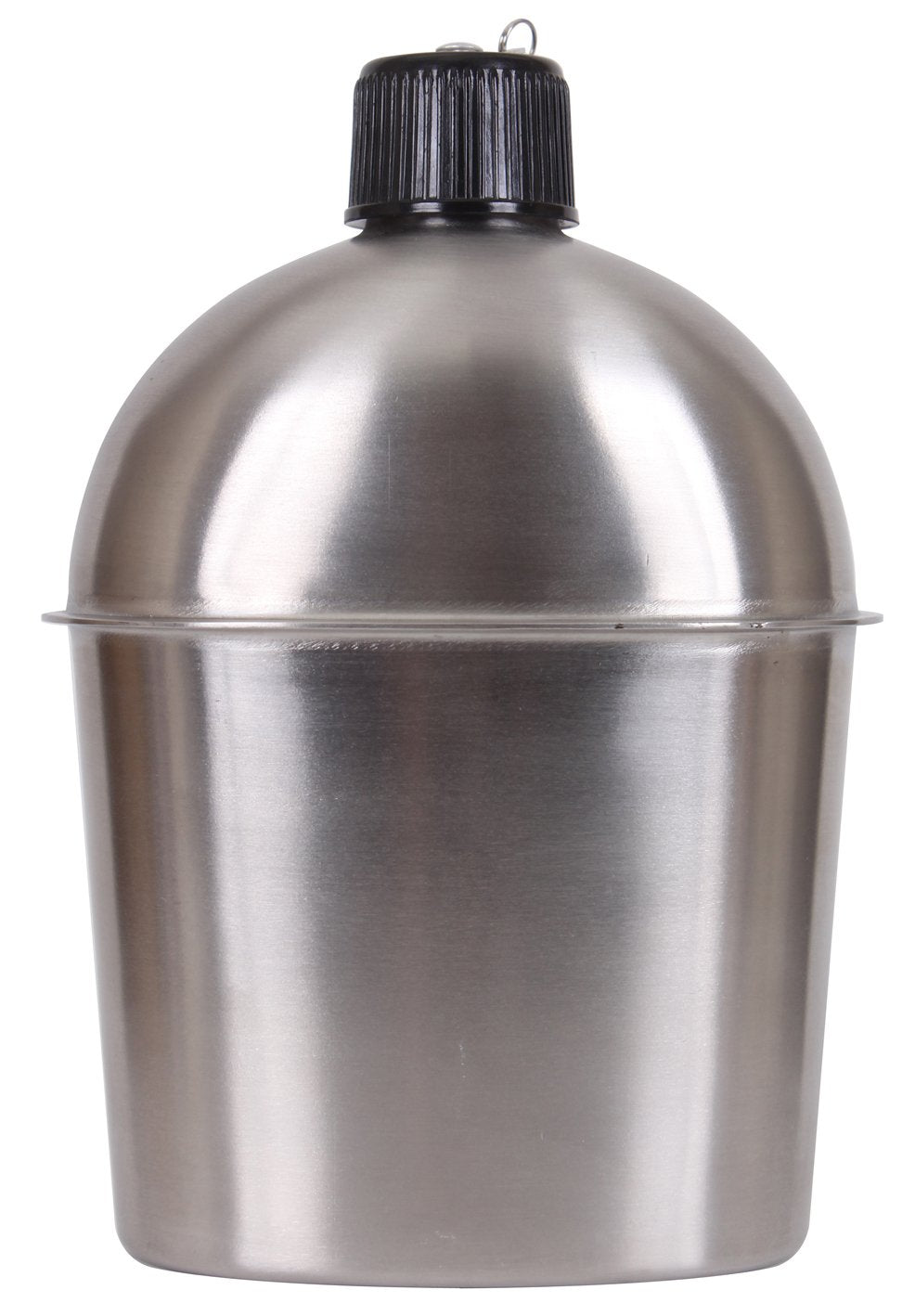 Rothco GI-style stainless steel canteen cap-attached for rugged outdoor use.