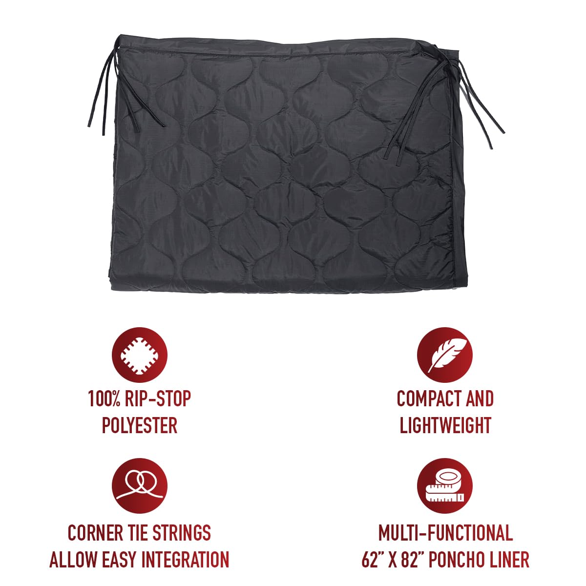 Rothco Gi Type RS poncho liner with ties secures to your poncho for efficient layering.
