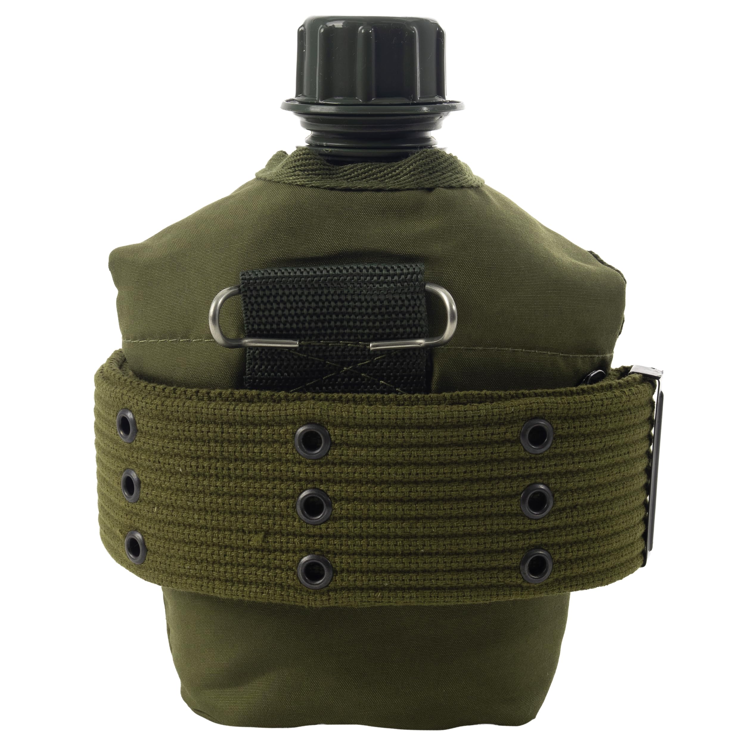 Rothco heavy web belt keeps the canteen secure during activities.