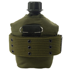 Rothco heavy web belt keeps the canteen secure during activities.