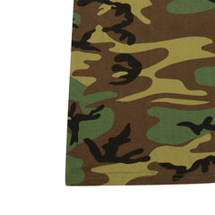 Rothco woodland camo T shirt neckline closeup illustrating comfortable seam.