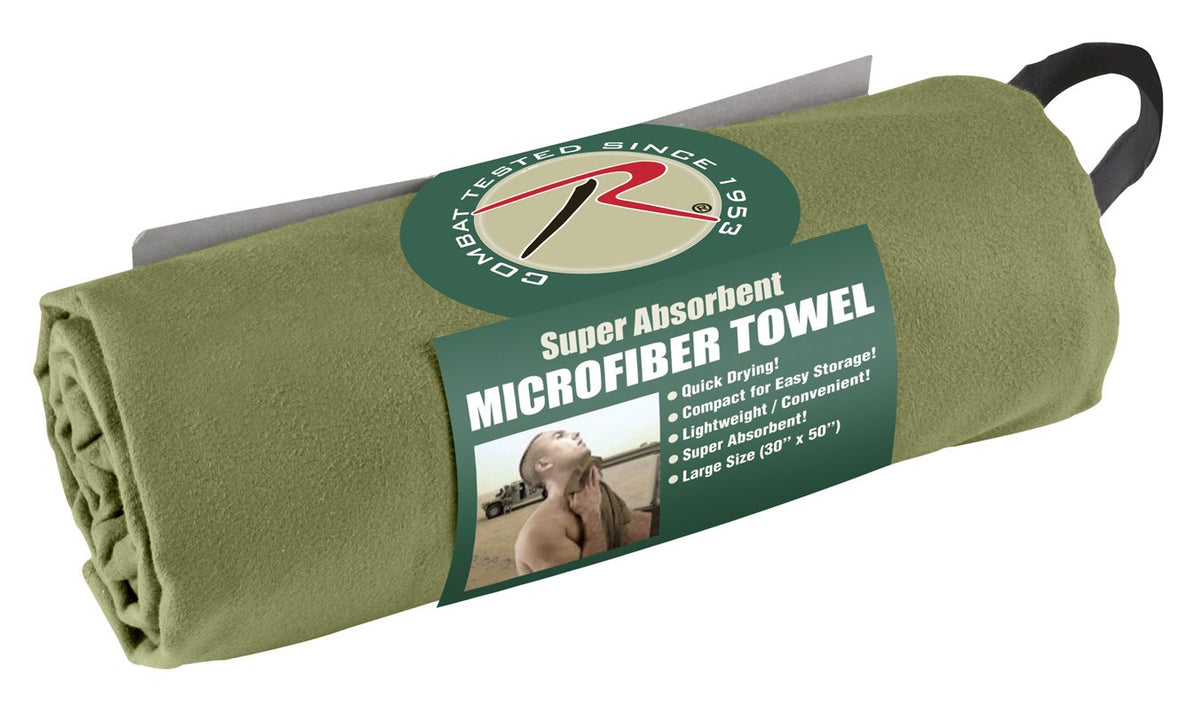 Rothco microfiber towel fast-drying in olive drab for outdoor use
