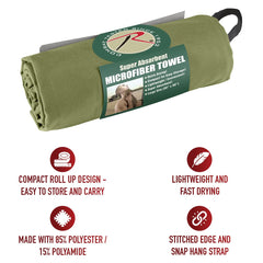 Rothco microfiber towel with stitched edge for rugged durability