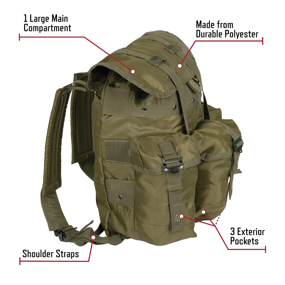 Rothco Mini Alice Pack inside main compartment ready for organizing EDC gear