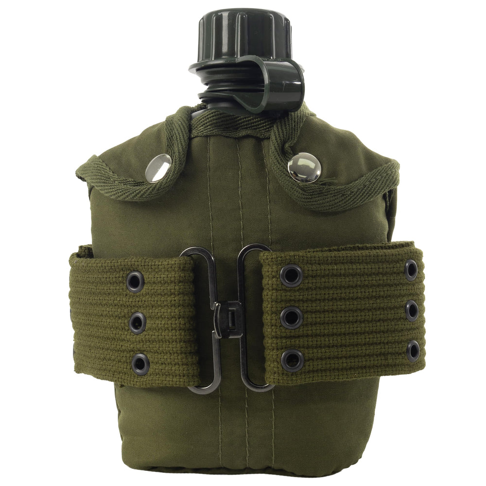 Rothco plastic canteen with 1 quart capacity for outdoor hydration.