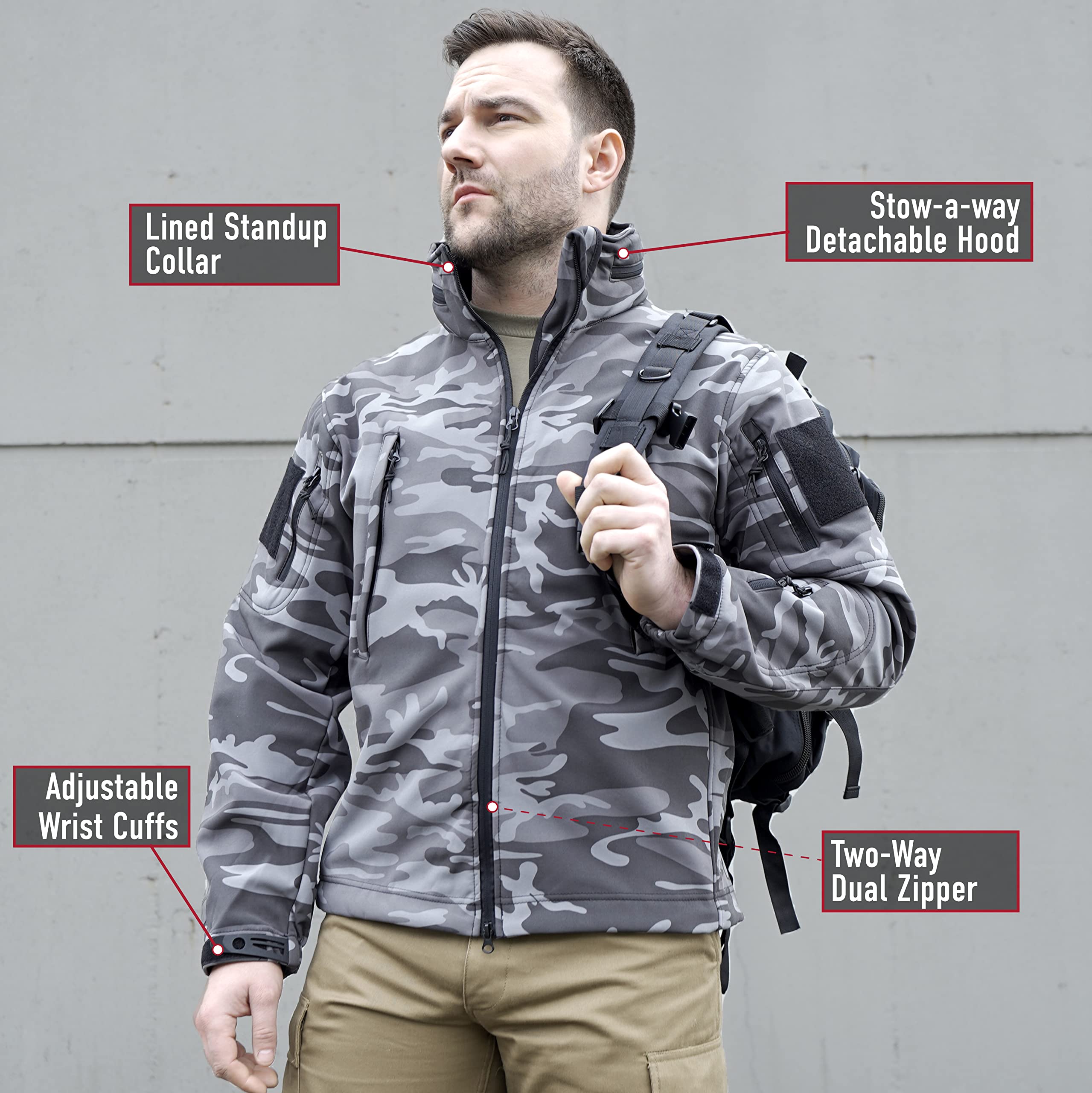Rothco Soft Shell Jacket hood removable feature enhances versatility for changing environments