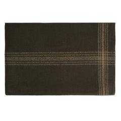 Rothco striped outdoor wool blanket on beach showing drying and lounging use.