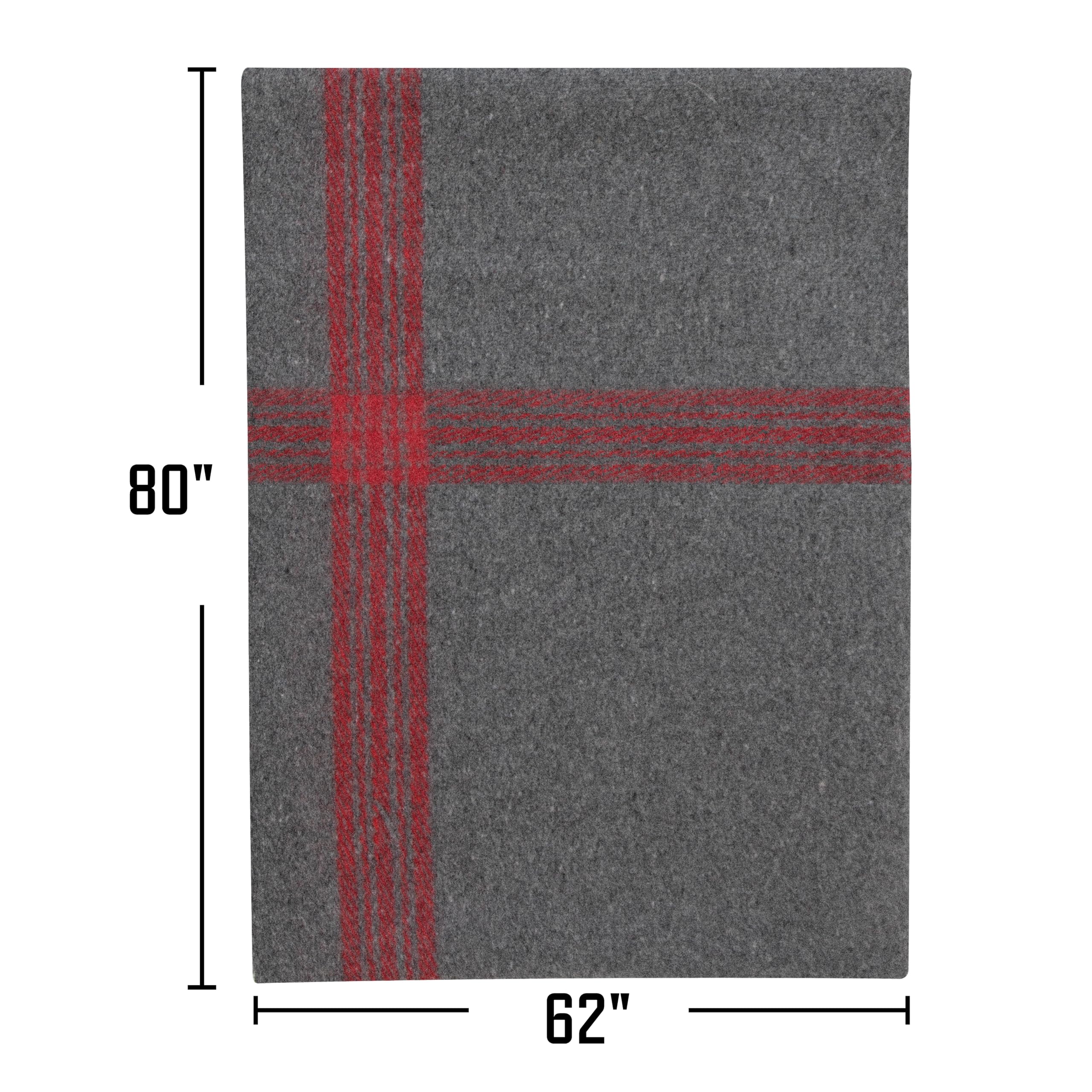 Rothco striped outdoor wool blanket draped beside a camp chair near a fire.