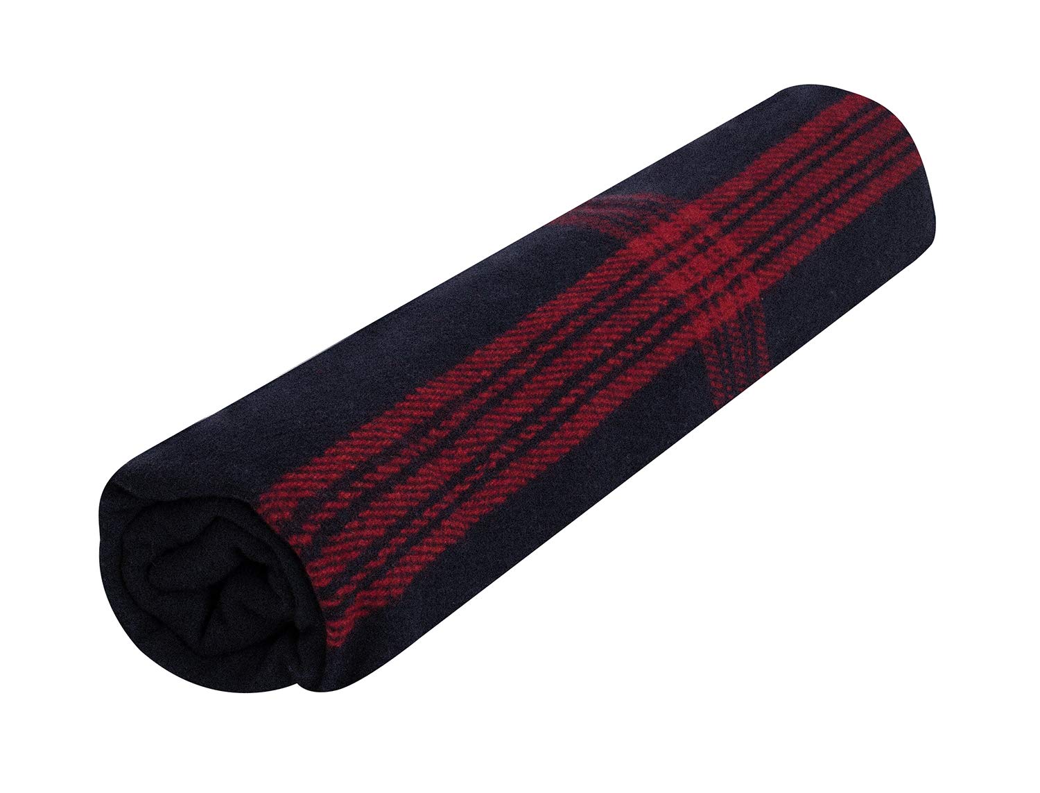 Rothco striped blanket camping-use beside tent at dusk