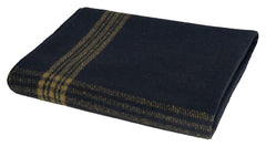 Rothco striped outdoor wool blanket folded for travel, offering reliable warmth on camping nights.