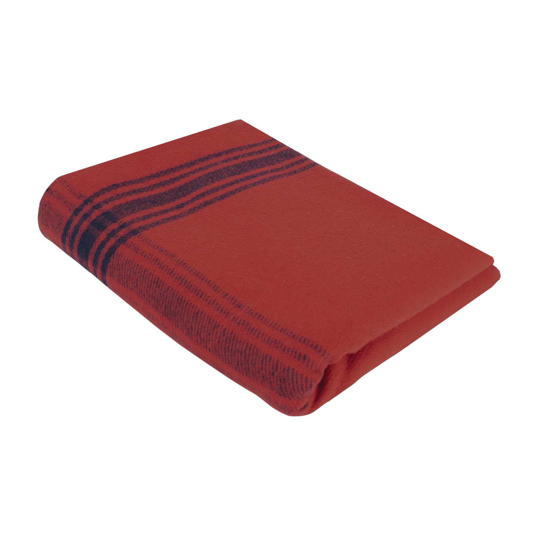 Rothco striped outdoor wool blanket in use camping for warmth and comfort