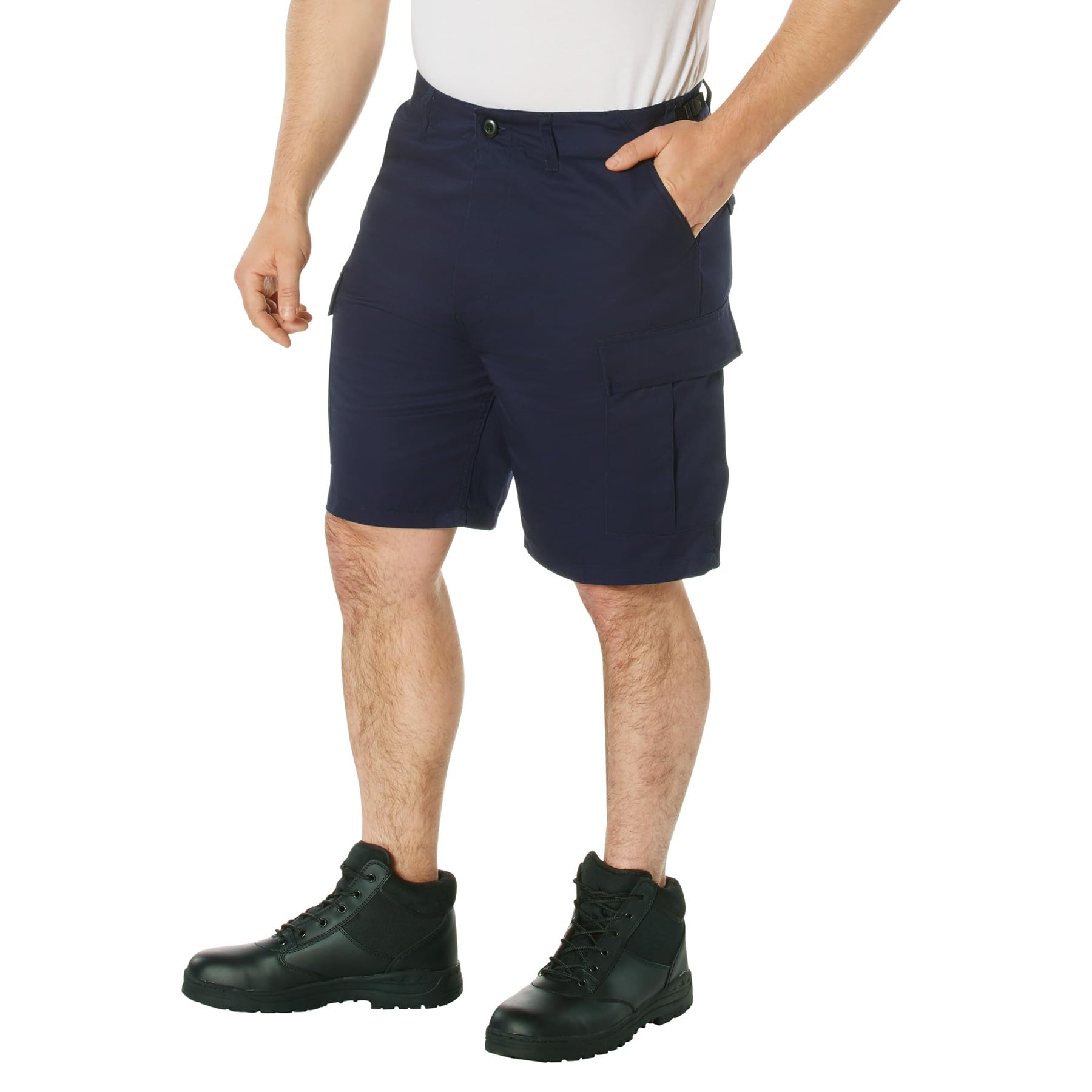 Rothco Tactical BDU Shorts navy fabric close-up reveals durable weave.