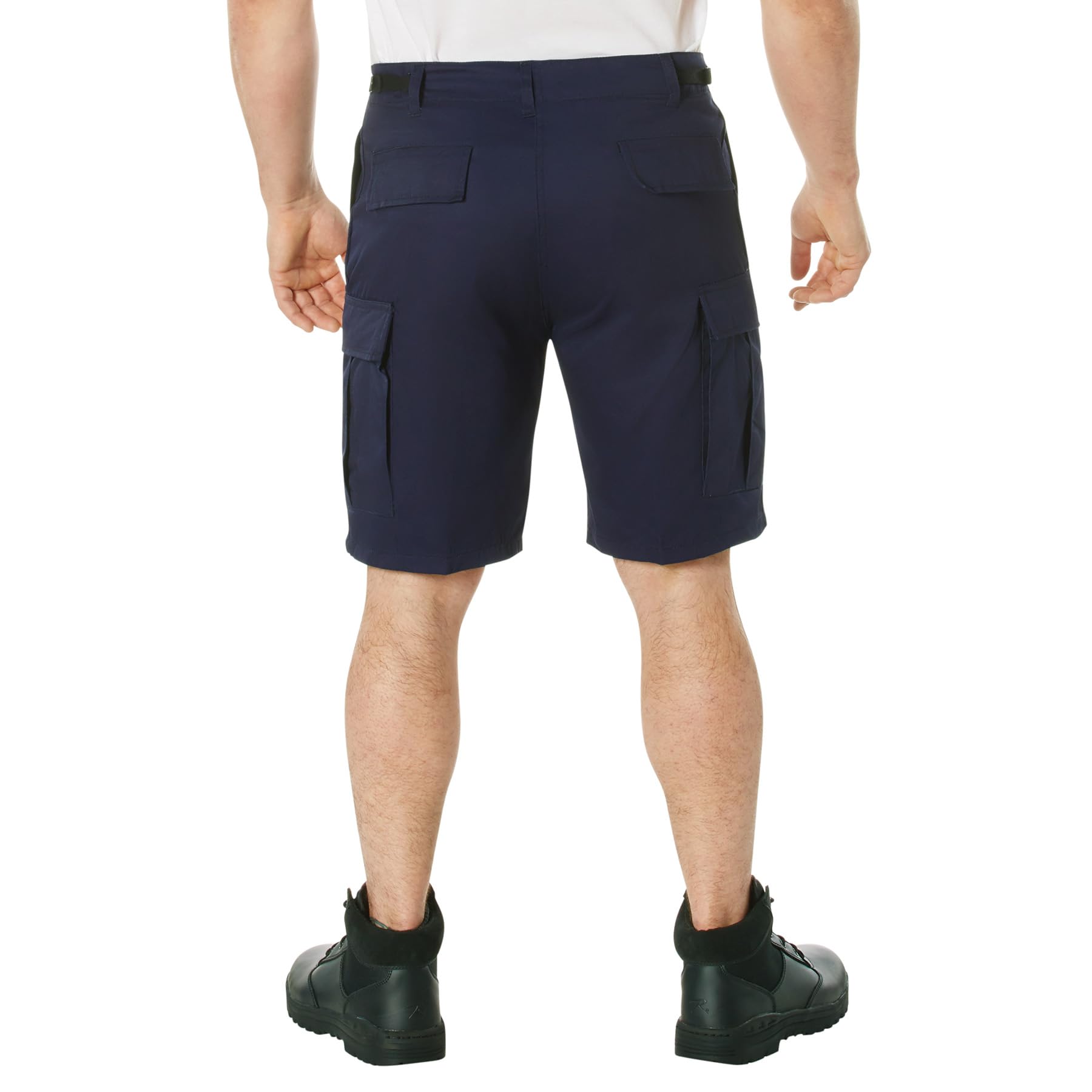 Rothco Tactical BDU Shorts navy fit shot indicating relaxed yet sturdy cut.