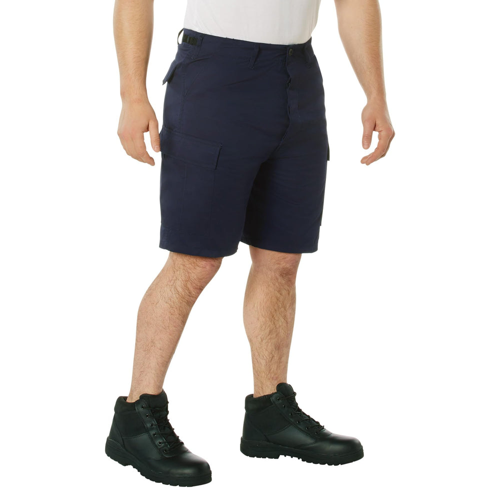 Rothco Tactical BDU Shorts navy front view for rugged hiking durability.