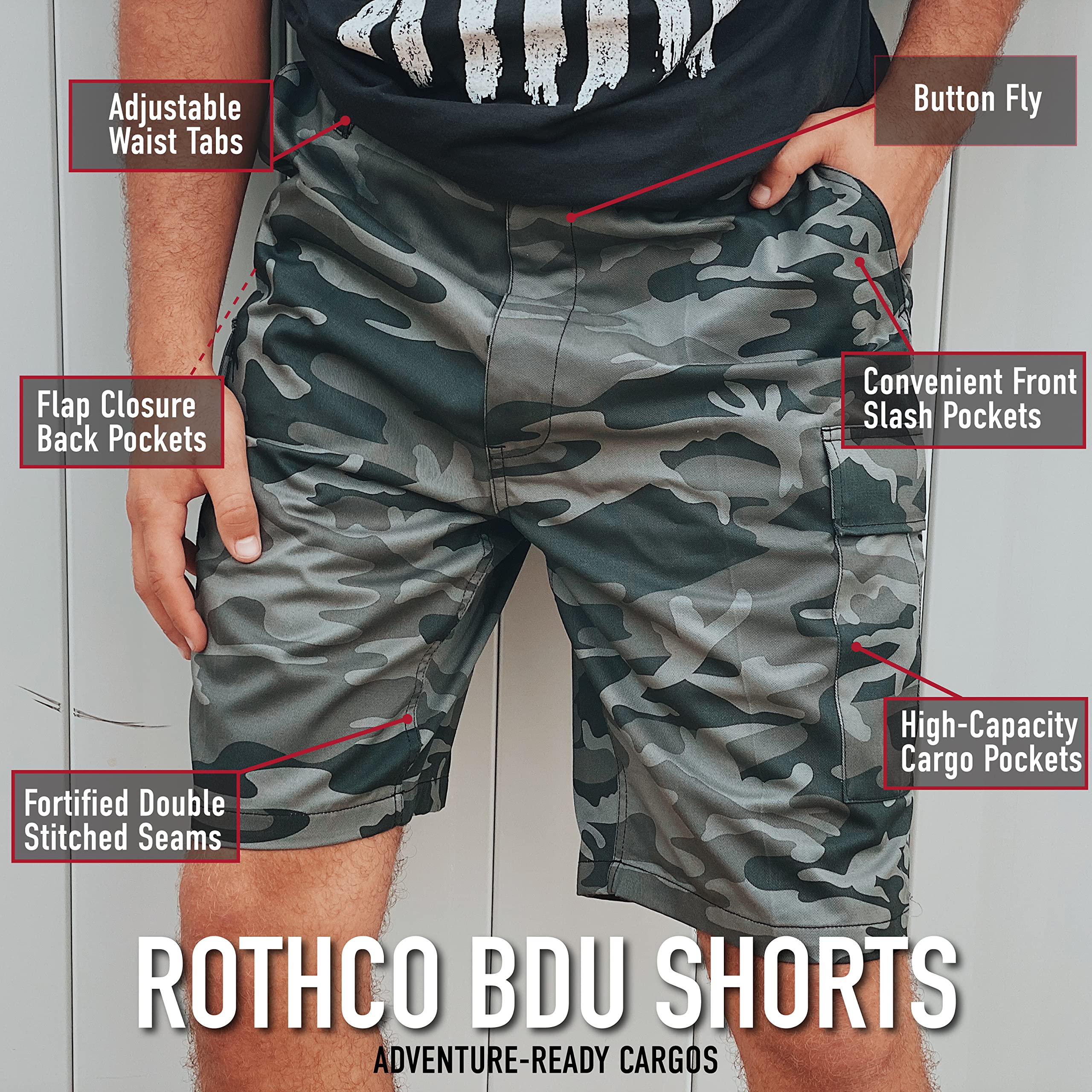 Rothco Tactical BDU Shorts navy side pocket close-up highlighting utility.