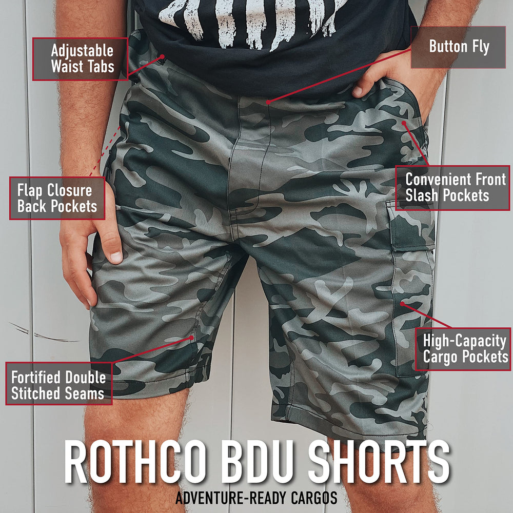 Rothco Tactical BDU Shorts navy side pocket close-up highlighting utility.
