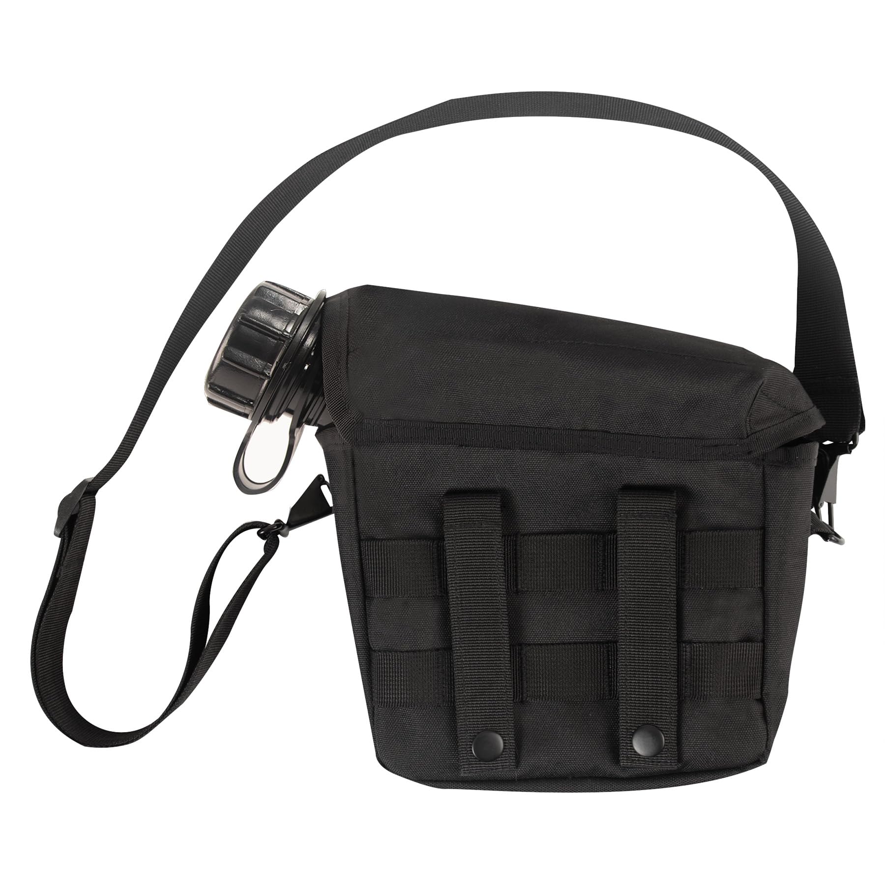 Adventure-ready Rothco black cover paired with pouches for hydration readiness