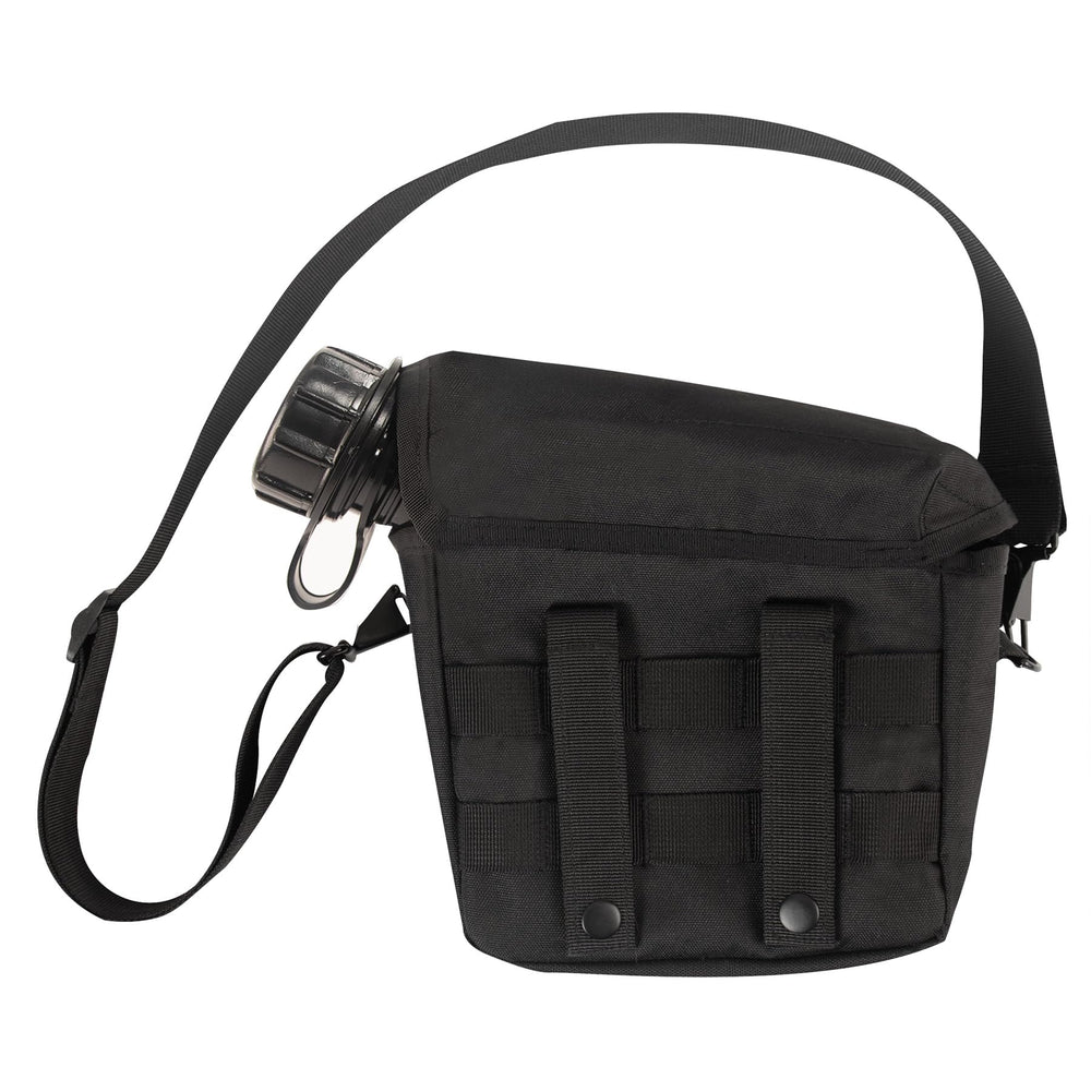 Adventure-ready Rothco black cover paired with pouches for hydration readiness