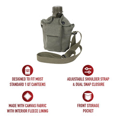 Rothco Vintage Canteen Front Pocket in OD Green offers quick access storage.