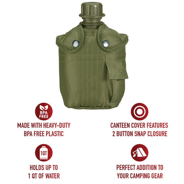 Rothco water bottle on the go supports easy access during outdoor outings.