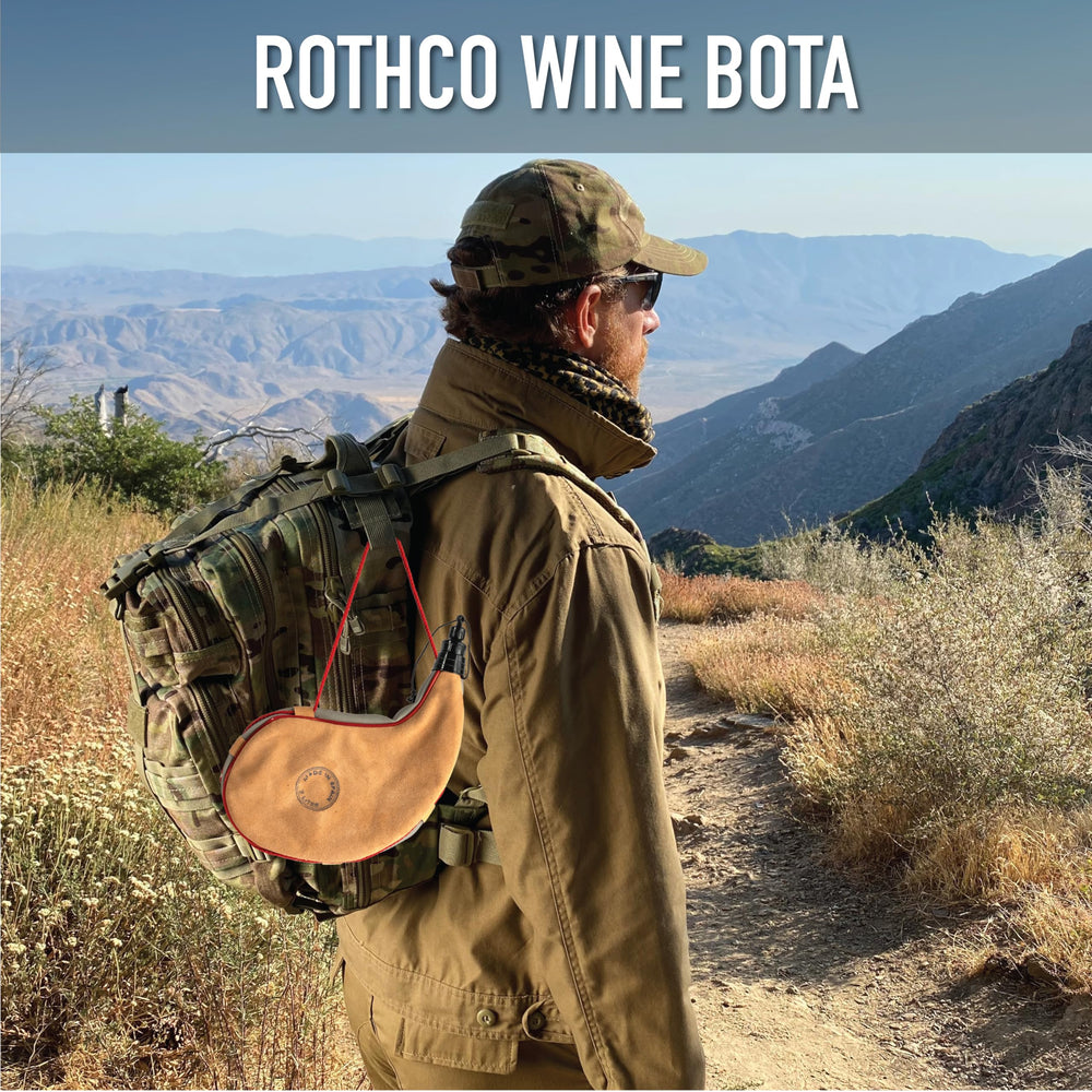 Rothco Wine Bota goatskin shell emphasizing traditional craftsmanship and durability