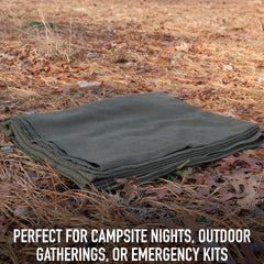 Rothco wool blanket naturally insulates to keep you warm and dry.